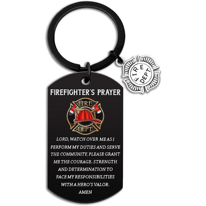 Firefighter Gifts for Men Him Firefighter Keychain Fire Fighter Gifts Adults Son Husband Cool Firefighter Gifts Firefighter Accessories Gifts for Firefighter Graduation Firefighters Prayer Keychain