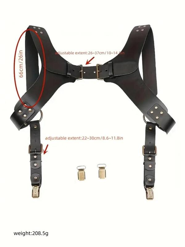 Unisex Vintage Y-shaped Adjustable Suspender Belt, Fashionable PU Leather Harness Belt for Men & Women, Fashion Accessories for Daily Wear