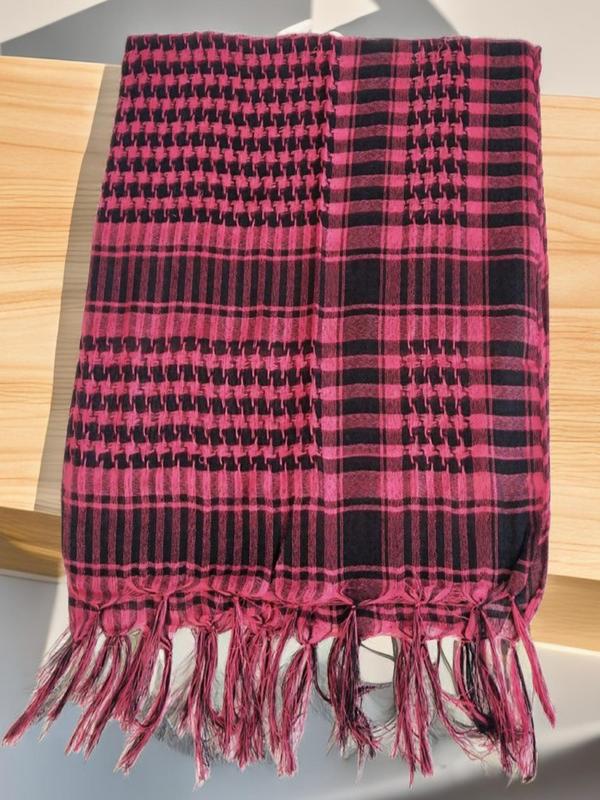 Plaid Print Scarf, Casual Street Style Wrap Shawl For Men & Women, Fashion Accessories For Outdoor Activities