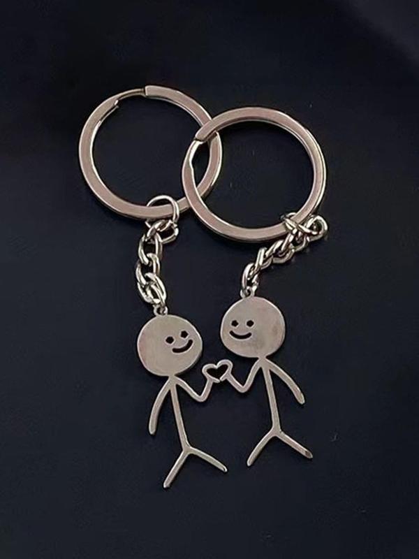 Casual Matching Couple Keychain for Spring, Fall Heart Decor Cartoon Design Keychain for Friends Gift, Cute Fashion Accessories, Fall Outfits, Earthtone Fall Freshness