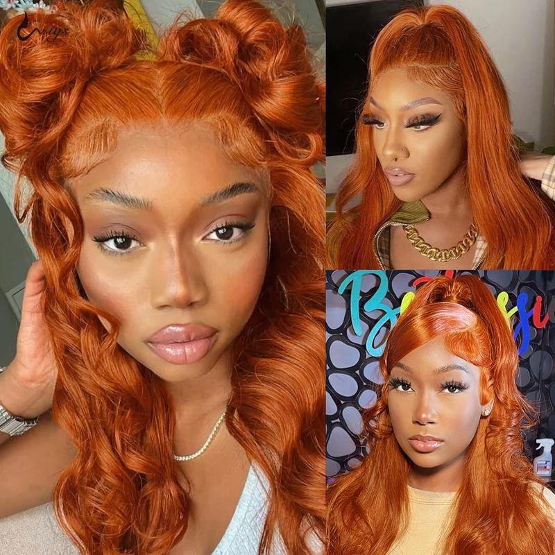 Bling Hair 180 Density Orange Ginger Body Wave 13x4 13x6 5x5 HD Lace Frontal Colored Wig Human Hair Glueless Wigs For Woman Natural Hairline