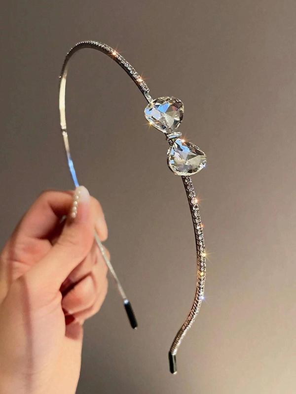 Rhinestone Decorated Bow Hair Hoop,  Elegant Hair Accessories for Women & Girls, Girl's All-match Accessory for Hair Daily Use