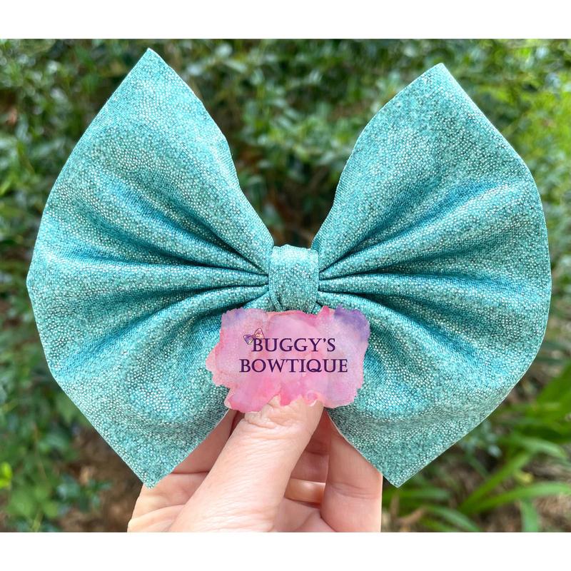 Turquoise Glitter bow Scrunchie headband bow tie