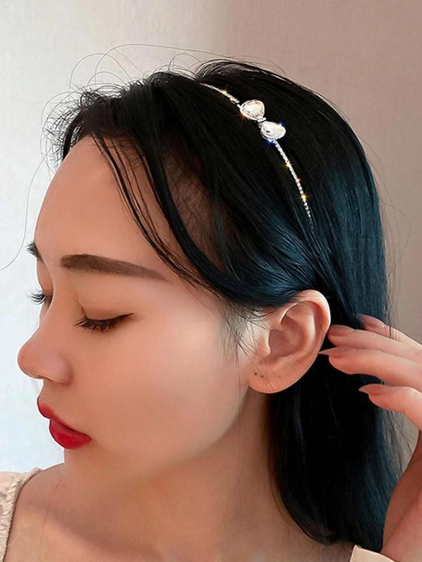 Rhinestone Decorated Bow Hair Hoop,  Elegant Hair Accessories for Women & Girls, Girl's All-match Accessory for Hair Daily Use