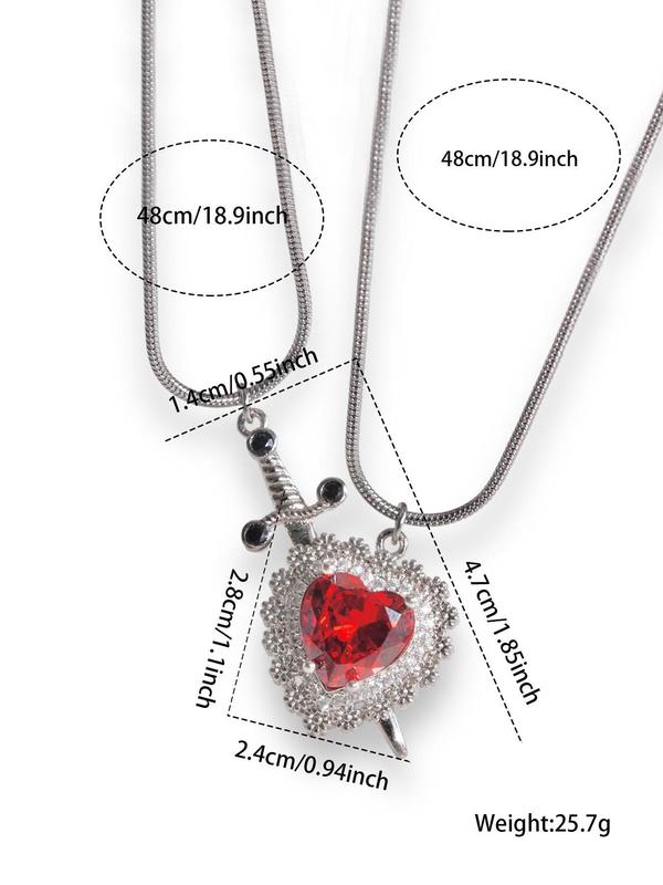 Gothic Heart & Sword Design Couple Pendant Necklace, Fashion Jewelry for Party, Daily Decor, Trendy All-match & Exquisite Jewelry for Birthday Gift