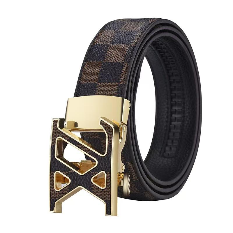 Belt Men's Leather Belt Automatic Buckle Genuine Leather Fashion New Letter Buckle Business Belt