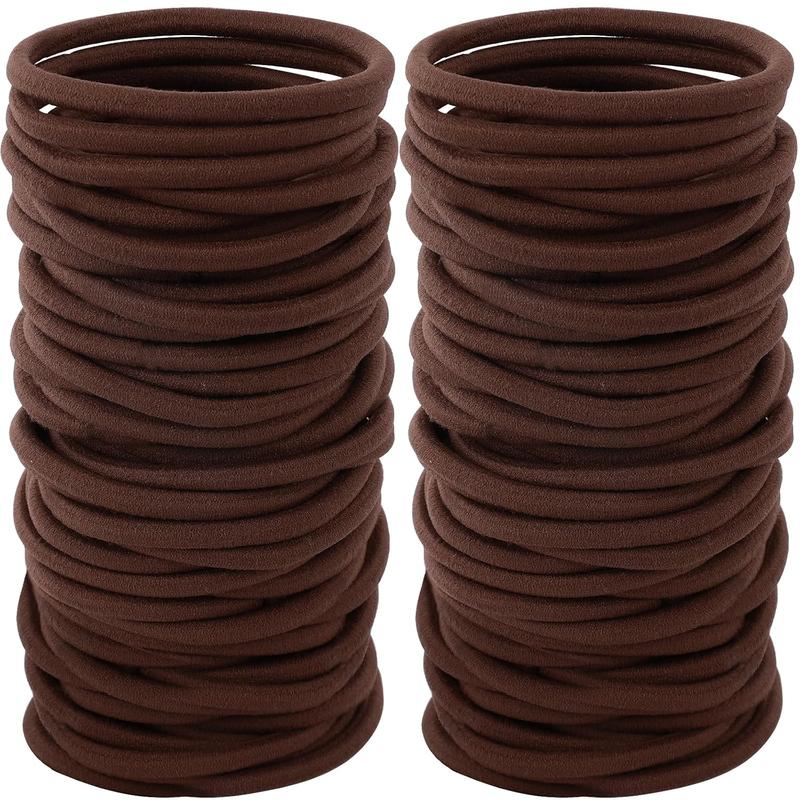 100pcs Womens Elastics Hair Tie, 4MM Black Ponytail Holders Hair Bands, 2 Inch in Diameter Elastic Band for Medium To Thick Hair (4mm Black)