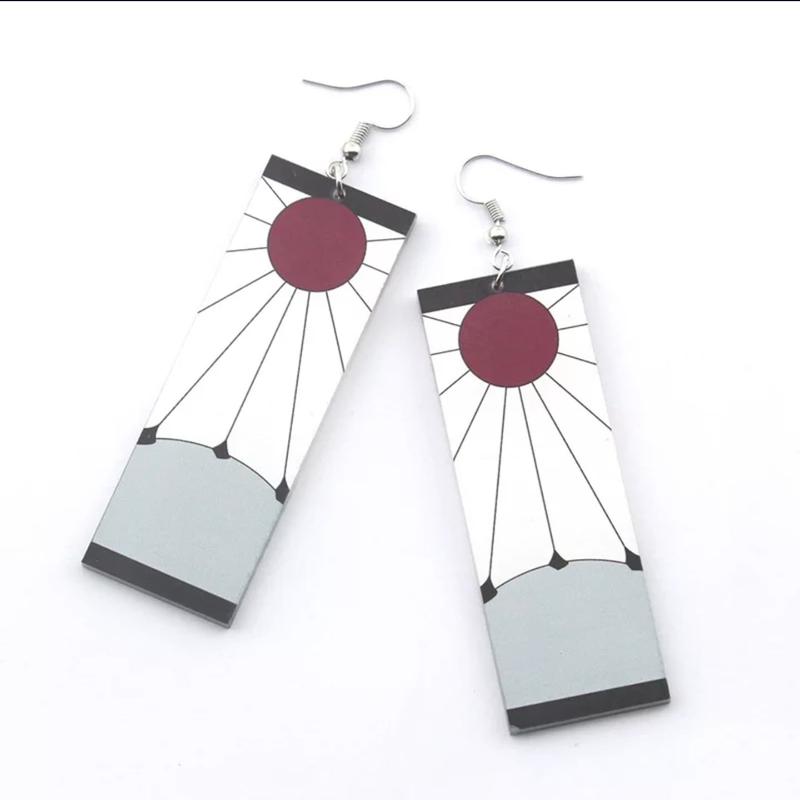 Demon Slayer Earrings ( Kimetsu no Yaiba ) worn by Tanjiro Kamado (Anime Cosplay Costume) Hanafuda christmas gift