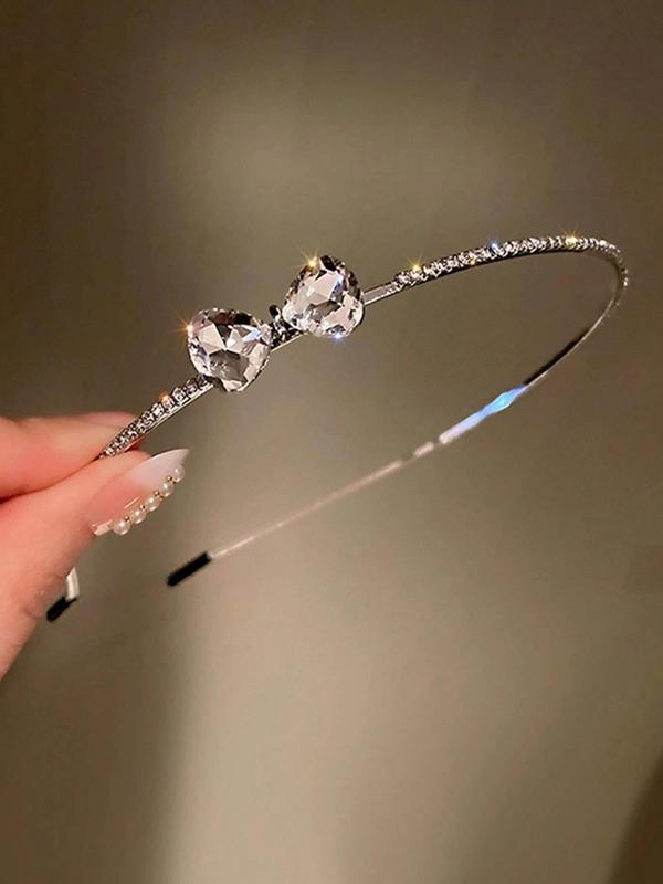 Rhinestone Decorated Bow Hair Hoop,  Elegant Hair Accessories for Women & Girls, Girl's All-match Accessory for Hair Daily Use