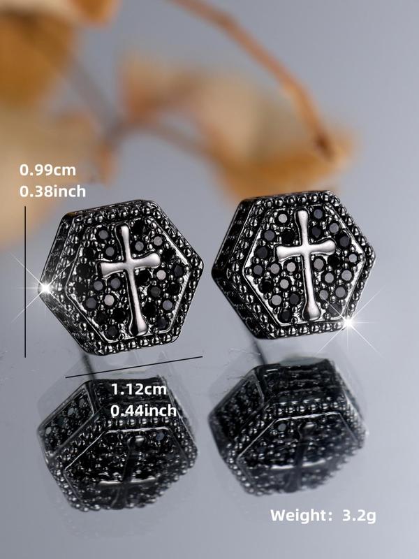 Unisex Elegant Cross Design Stud Earrings, Fashionable Jewelry for Women & Men, Trendy All-match & Exquisite Jewelry for Birthday Gift