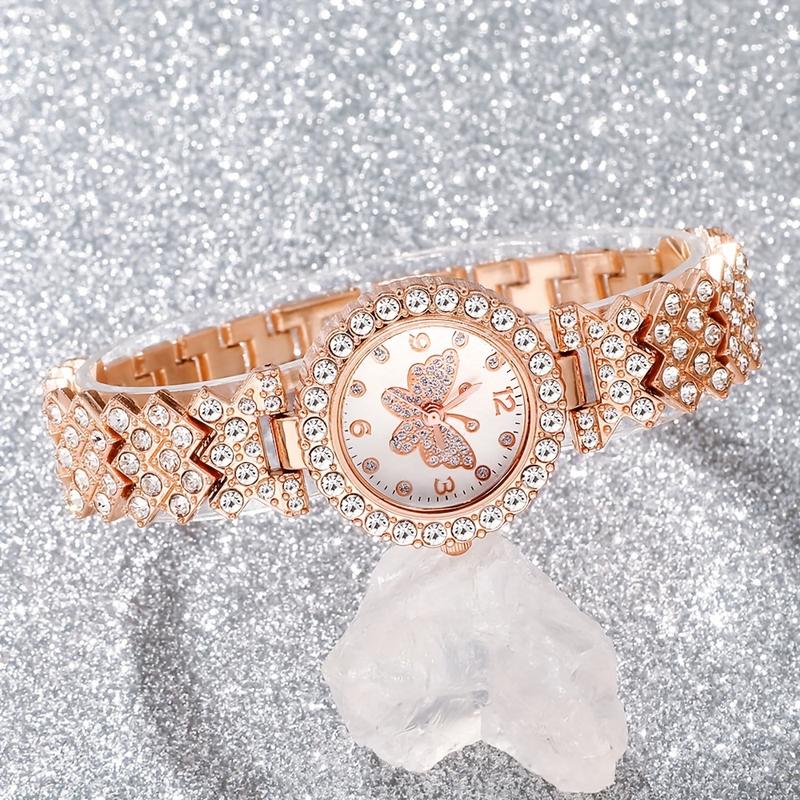 Luxury 2-Piece Set: Elegant Butterfly Crystal Stone Quartz Watch & Shining Bracelet-Perfect Gift for Birthday, Christmas, Valentine's Day