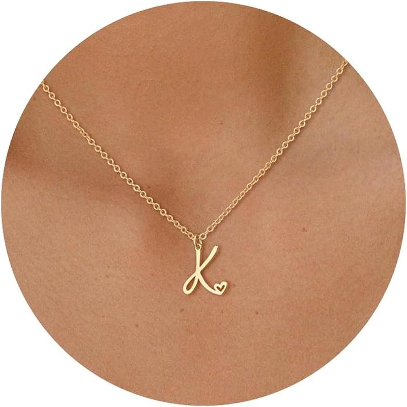 Letter Necklace for Ladies Girls Exquisite Gold Letter Pendant Necklace, Fashion Waterproof Simple Cute Necklace