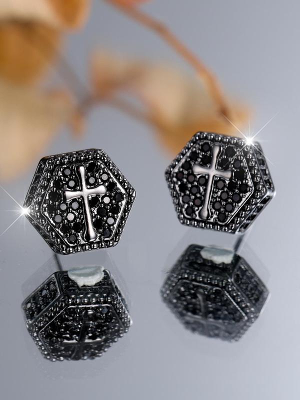 Unisex Elegant Cross Design Stud Earrings, Fashionable Jewelry for Women & Men, Trendy All-match & Exquisite Jewelry for Birthday Gift