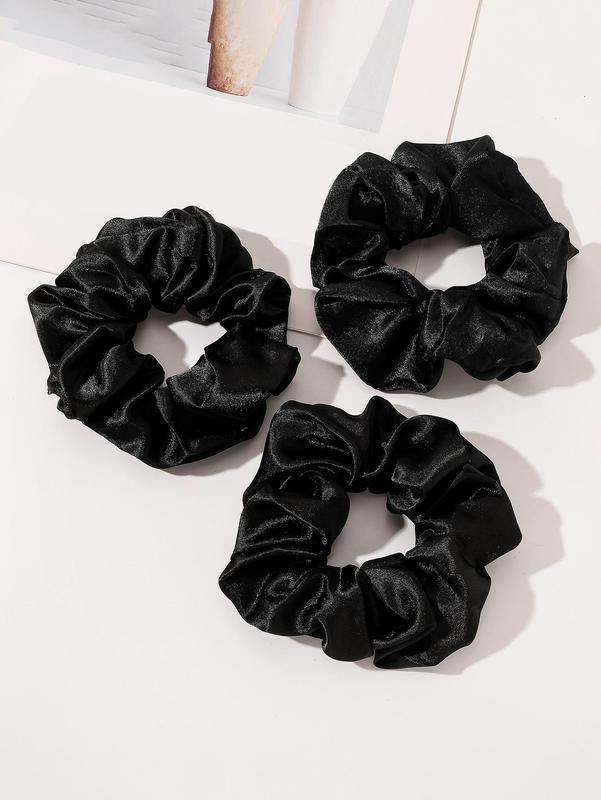 8pcs Plain Ruched Satin Scrunchie