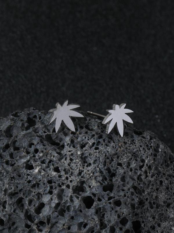 Unisex Leaf Design Stud Earrings, Casual All-match Jewelry for Teens Gift, Simple Classic Fashion Accessories for Daily Wear, Weeds Accessories