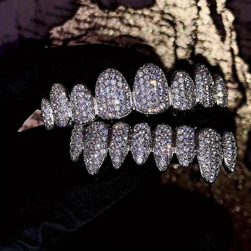 Hip Hop Cubic Zirconia Teeth Grills for Rappers and Cosplayers - Punk Style Accessory Set