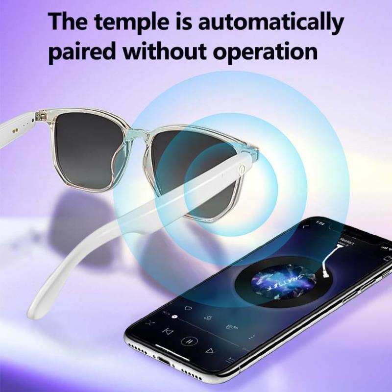 New GS-03 New Smart Glasses, Dual Motherboard Dual Magnetic Charging Classic Transparent TR90 Glasses Frame with Gradient Color Polarized Lenses, Highlighting High Grade Quality Sunglasses for Boys & Girls