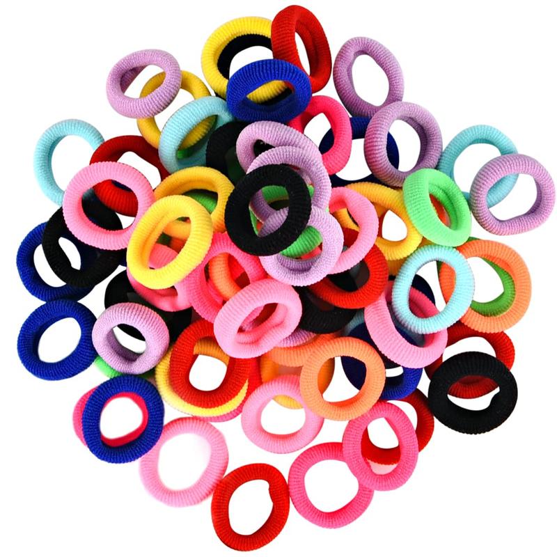 100 PCS Baby Hair Ties, Elastic Hair Bands Small Hair Ties for Girls Rubber Bands Elastic Ponytail Holders (Bright 10 Colors)