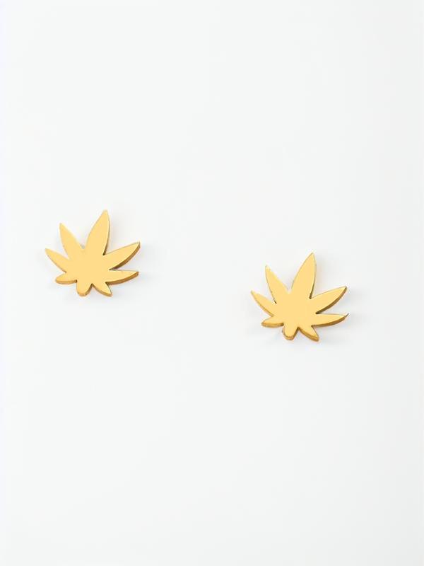 Unisex Leaf Design Stud Earrings, Casual All-match Jewelry for Teens Gift, Simple Classic Fashion Accessories for Daily Wear, Weeds Accessories