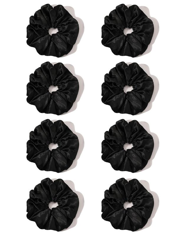 8pcs Plain Ruched Satin Scrunchie