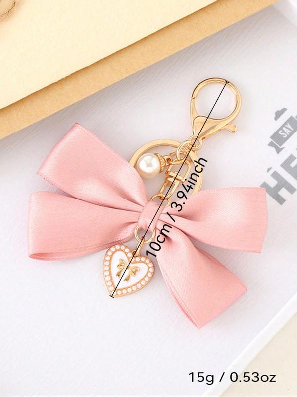 Women's Elegant Bowknot Design Keychain, Cute Trendy Heart Pendant Keychain, Fashionable Accessories for Women & Girls for Daily Life