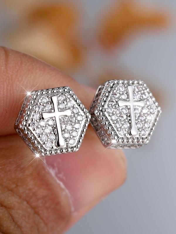 Unisex Elegant Cross Design Stud Earrings, Fashionable Jewelry for Women & Men, Trendy All-match & Exquisite Jewelry for Birthday Gift