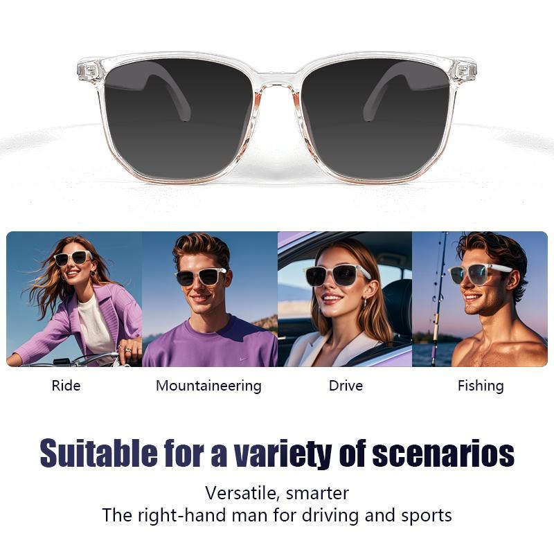 New GS-03 New Smart Glasses, Dual Motherboard Dual Magnetic Charging Classic Transparent TR90 Glasses Frame with Gradient Color Polarized Lenses, Highlighting High Grade Quality Sunglasses for Boys & Girls