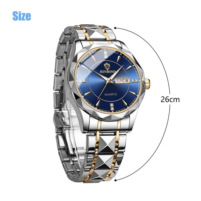 Waterproof Men Watch Stainless Steel Quartz Luminous Classic Business Wristwatch Does not apply