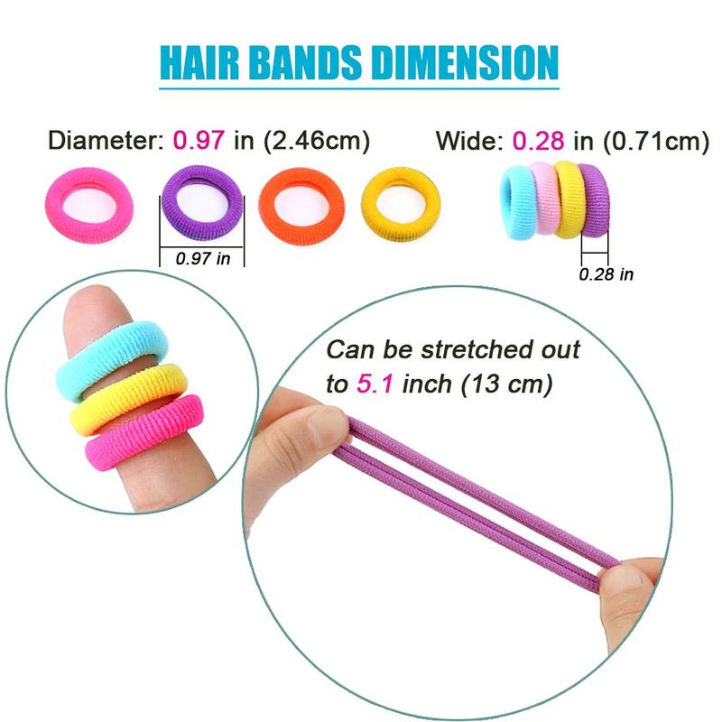 100 PCS Baby Hair Ties, Elastic Hair Bands Small Hair Ties for Girls Rubber Bands Elastic Ponytail Holders (Bright 10 Colors)