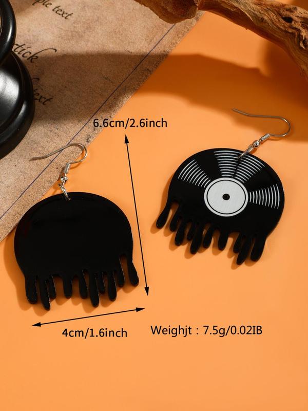 1 Pair Record Design Dangle Earrings, Casual Matching Jewelry for Parties, Daily Clothing Decor for Women & Girls