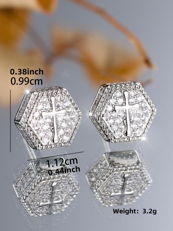 Unisex Elegant Cross Design Stud Earrings, Fashionable Jewelry for Women & Men, Trendy All-match & Exquisite Jewelry for Birthday Gift