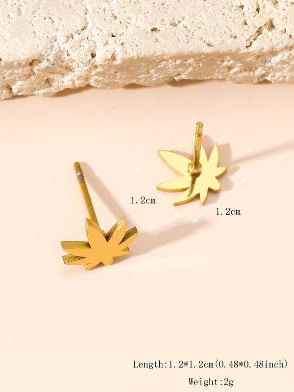 Unisex Leaf Design Stud Earrings, Casual All-match Jewelry for Teens Gift, Simple Classic Fashion Accessories for Daily Wear, Weeds Accessories