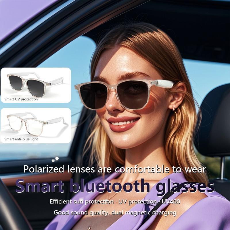 New GS-03 New Smart Glasses, Dual Motherboard Dual Magnetic Charging Classic Transparent TR90 Glasses Frame with Gradient Color Polarized Lenses, Highlighting High Grade Quality Sunglasses for Boys & Girls