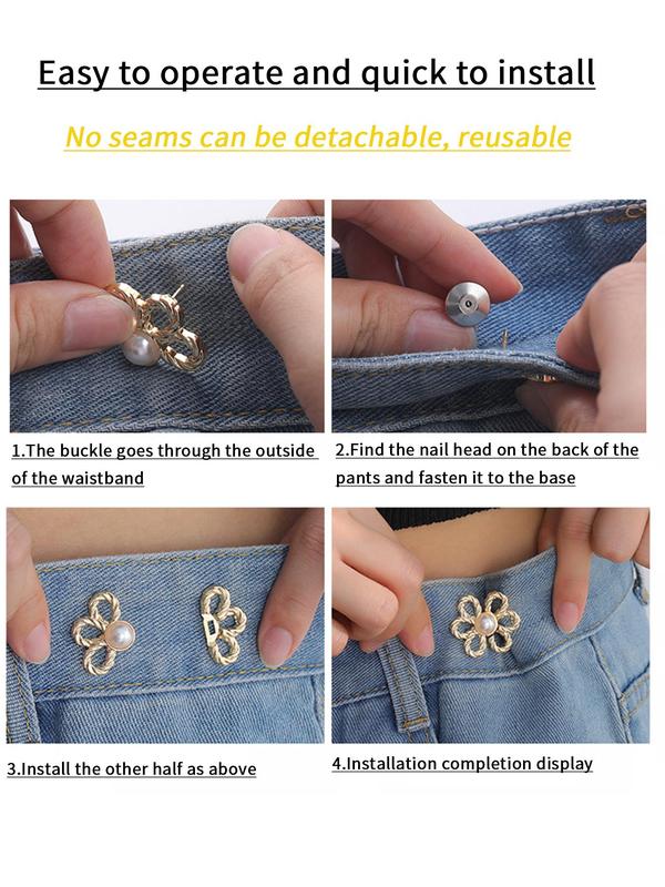 Elegant Flower Design Hollow out Waist Buckle, Fashion Faux Pearls Decorated Waistband for Jeans & Short Skirt, Elegant All-match Fashion Accessories for Daily & Party Decoration