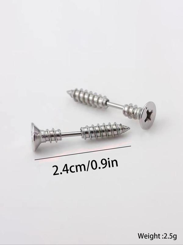 Simple Stud Screw Earrings, Stainless Steel Stud Earrings, Daily Wear, Work, Holiday, Dress Up, Party, Daily Accessories for Women & Girls, Fashion Jewelry for Party, Daily Clothing Decor, Trendy All-match & Exquisite Jewelry for Birthday Gift