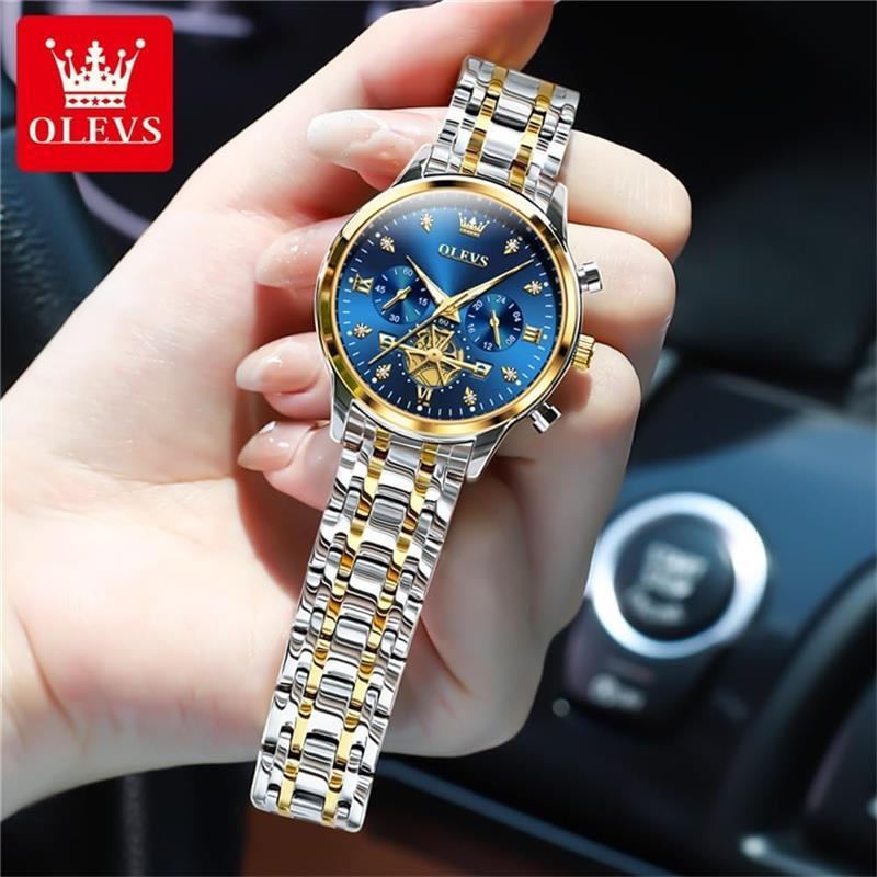 OLEVS Women Watches Luxury Diamond Wrist Watches for Women Gold and Silver Stainless Steel Waterproof with Date Quartz Ladies Watch