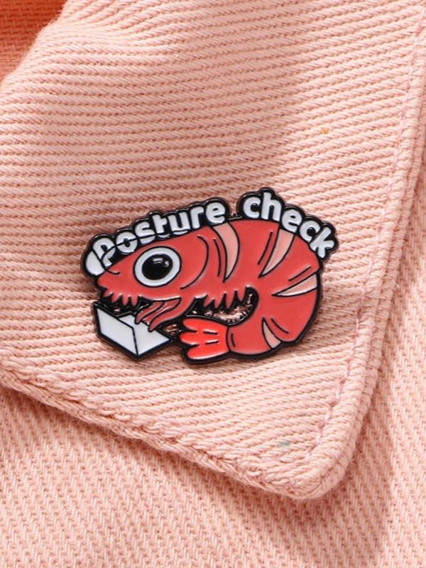 Cute Lobster Design Brooch, 2024 New Style Fashionable Letter Pattern Badge for Clothes & Hat & Bag,  Enamel Pin Suitable for Backpacks, Jeans, Scarves, Hats Decoration