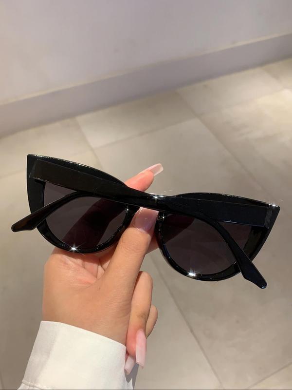 Rhinestone Decor Cat Eye Frame Sunglasses, Fashionable Novelty Sunglasses for Women, Trendy Accessories for Outdoor Activities