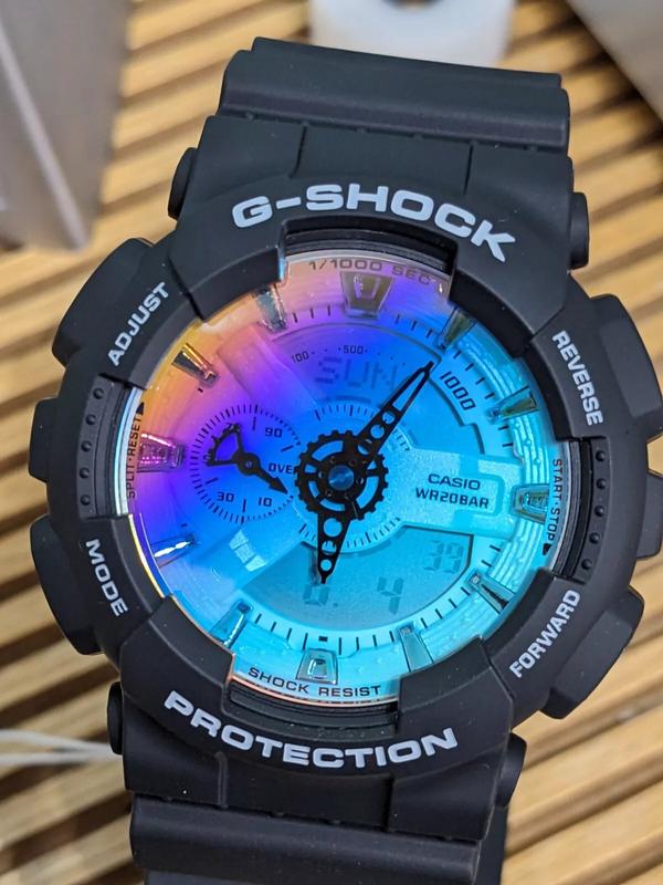 G-Shock GA-110SR-1A Men's Blue Resin Analog-Digital Watch Rainbow Dial