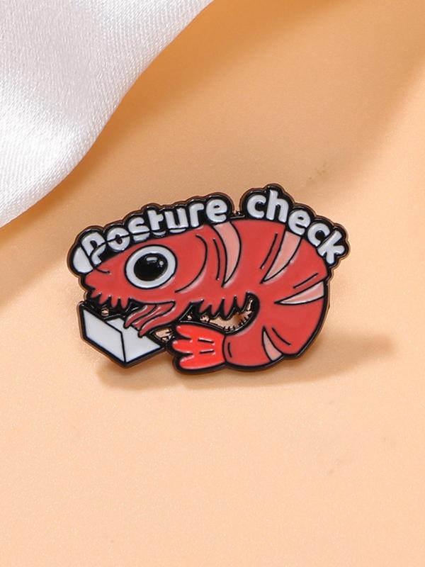 Cute Lobster Design Brooch, 2024 New Style Fashionable Letter Pattern Badge for Clothes & Hat & Bag,  Enamel Pin Suitable for Backpacks, Jeans, Scarves, Hats Decoration