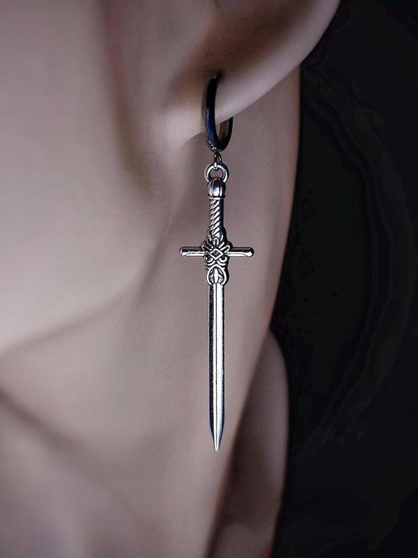 Unisex Gothic Style Sword Design Earrings, Stainless Steel Dangle Earrings, Punk Fashion Jewelry for Party, Daily Decor, Trendy All-match & Exquisite Jewelry for Birthday Gift