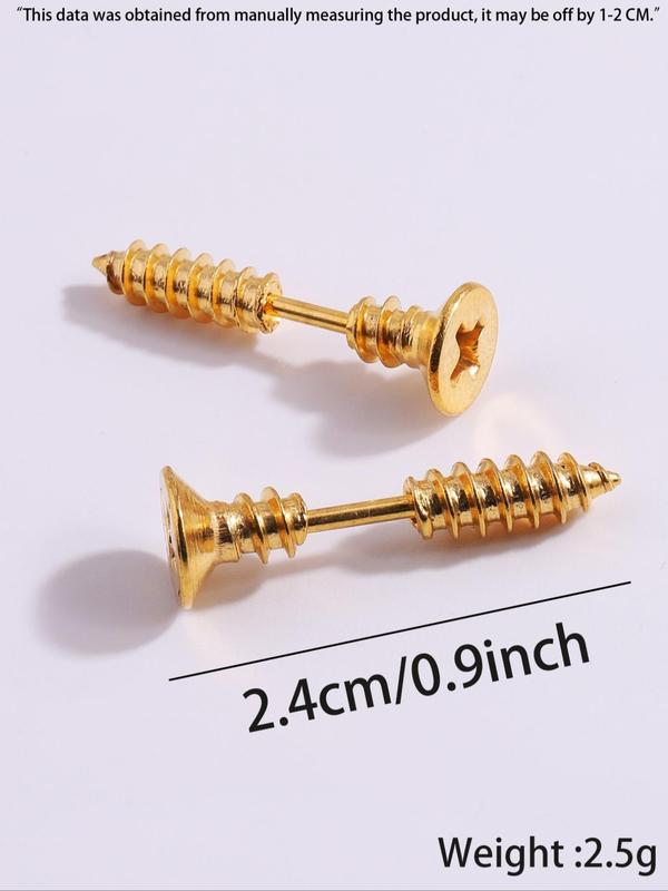 Simple Stud Screw Earrings, Stainless Steel Stud Earrings, Daily Wear, Work, Holiday, Dress Up, Party, Daily Accessories for Women & Girls, Fashion Jewelry for Party, Daily Clothing Decor, Trendy All-match & Exquisite Jewelry for Birthday Gift