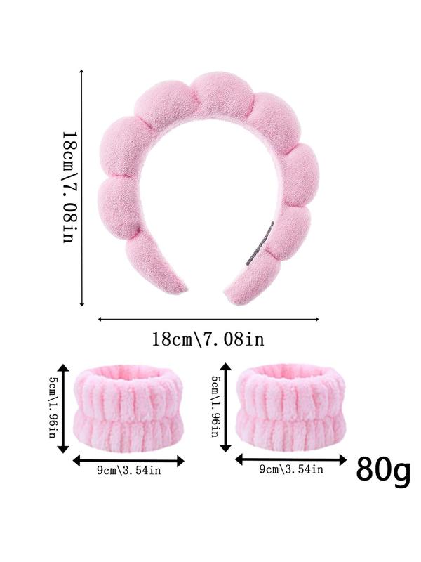 Women's Hair Hoop & Wristband Set, Soft & Absorbent Hair Hoop & Wristband, Fashion Hair Accessories for Skincare & Face Washing