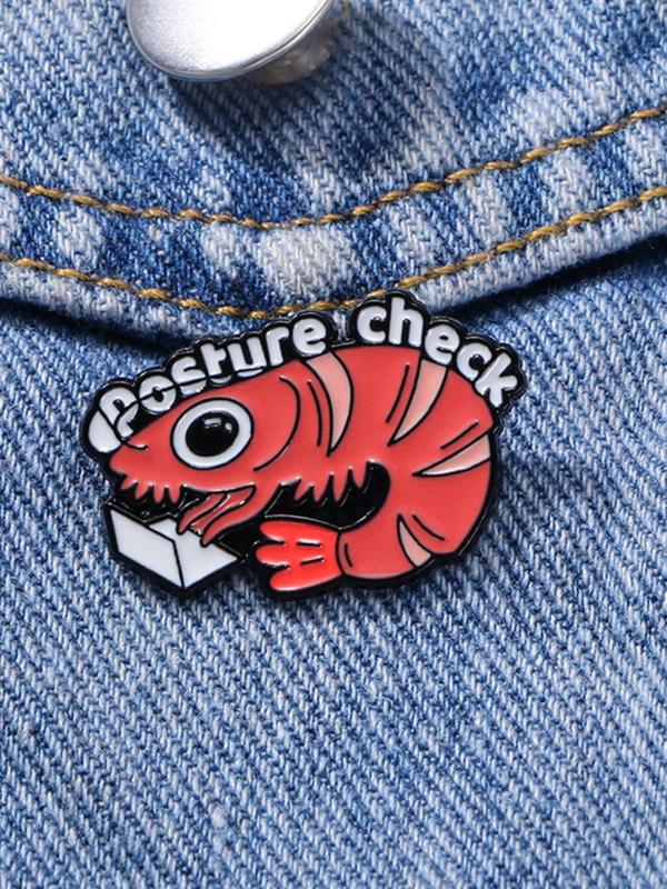 Cute Lobster Design Brooch, 2024 New Style Fashionable Letter Pattern Badge for Clothes & Hat & Bag,  Enamel Pin Suitable for Backpacks, Jeans, Scarves, Hats Decoration