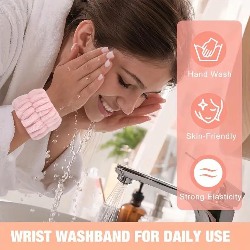 Solid Color Wrist Spa Washband, 10pcs set Water Absorbent Wristband for Washing Face, Face Washing Wristband, Bathroom Supplies