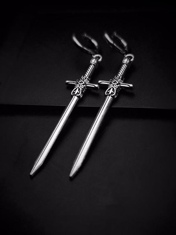 Unisex Gothic Style Sword Design Earrings, Stainless Steel Dangle Earrings, Punk Fashion Jewelry for Party, Daily Decor, Trendy All-match & Exquisite Jewelry for Birthday Gift