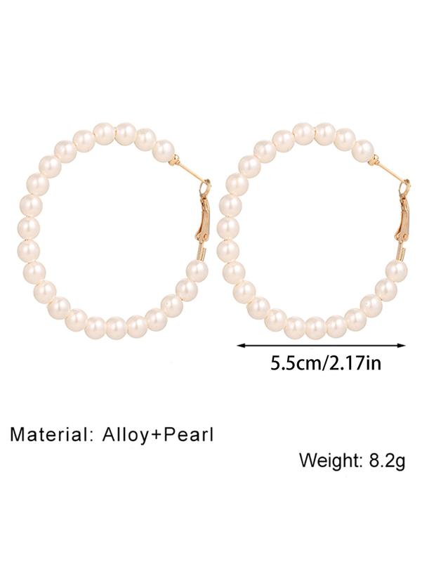 Women's 1 Pair Alloy Faux Pearl Decor Hoop Earrings