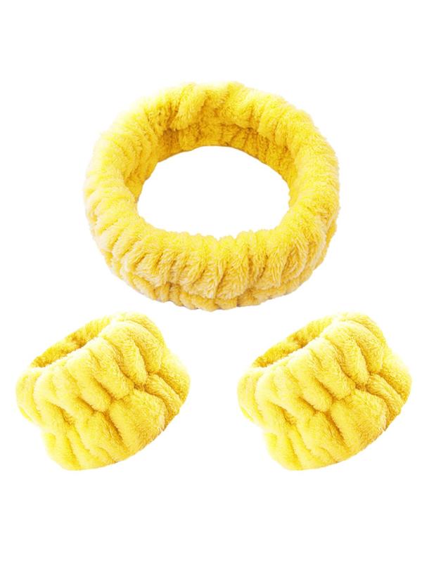 Women's Simple Plain Hair Band & Wristband Set, 3pcs Casual Soft Elastic Hair Band, Fashion Hair Accessories for Daily Use for Women & Girls