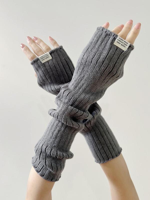 Women's Cute Minimalist Plain Color Fingerless Gloves, 1 Pair Trendy Y2k Stylish Gloves, Fashionable Knitted Accessories for Party Decor