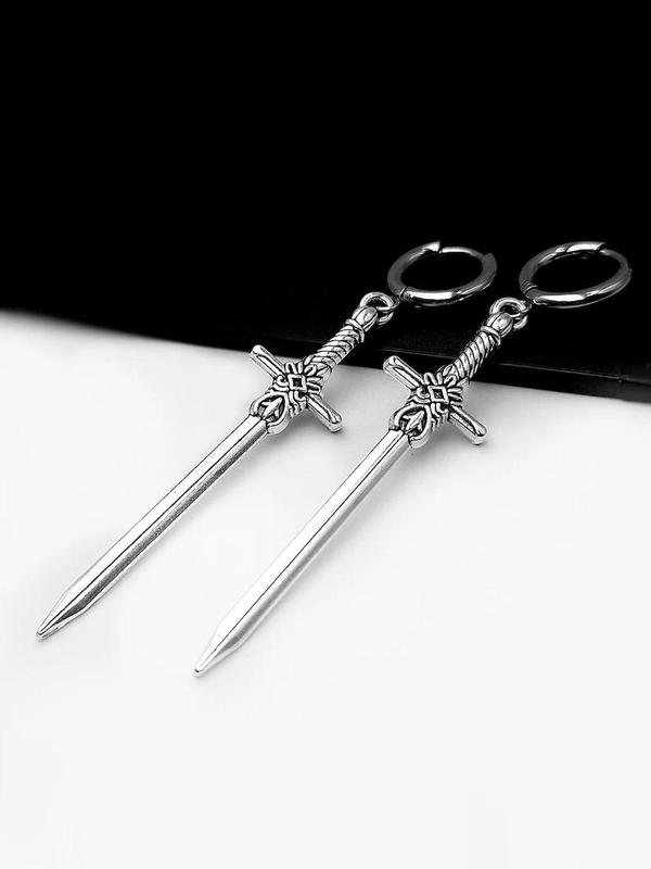 Unisex Gothic Style Sword Design Earrings, Stainless Steel Dangle Earrings, Punk Fashion Jewelry for Party, Daily Decor, Trendy All-match & Exquisite Jewelry for Birthday Gift